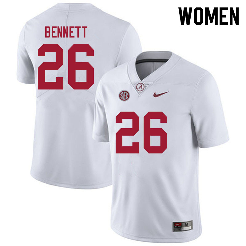 Alabama Crimson Tide Women's Jonathan Bennett #26 White NCAA Nike Authentic Stitched 2021 College Football Jersey YT16Q78OW